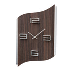AMS W9612 Wanduhr mit braunem Holzgehäuse und Aluminium