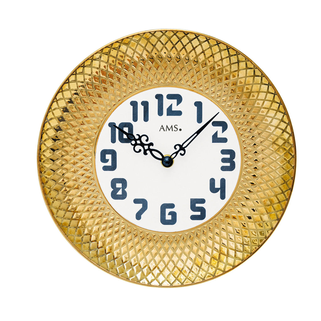 AMS W9615 Wanduhr mit Keramikgehäuse in Gold