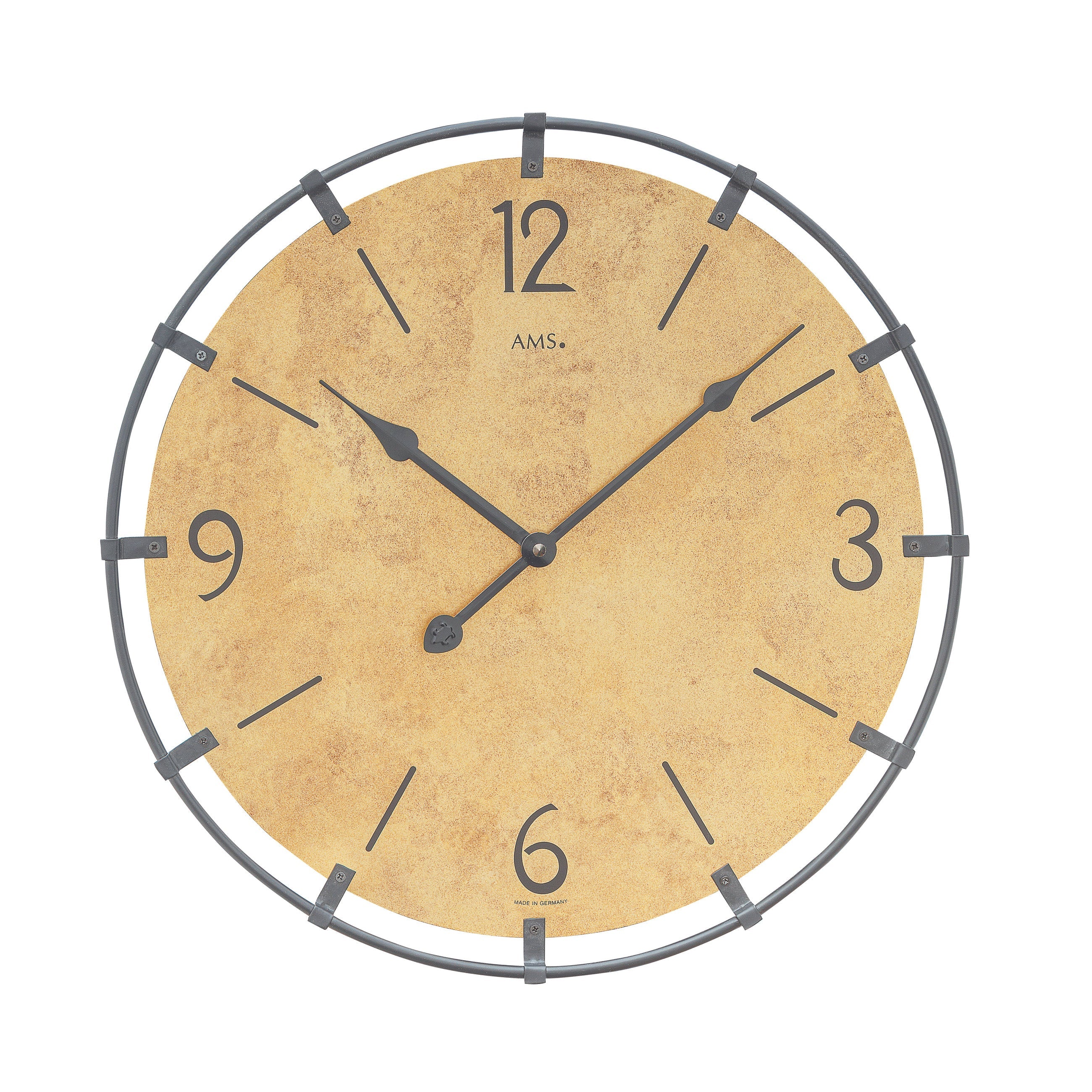 AMS W9616mo Wanduhr mit Holzgehäuse und Metallring