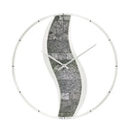 AMS W9646 Wanduhr mit silberlackiertem Holzgehäuse und Steinauflage