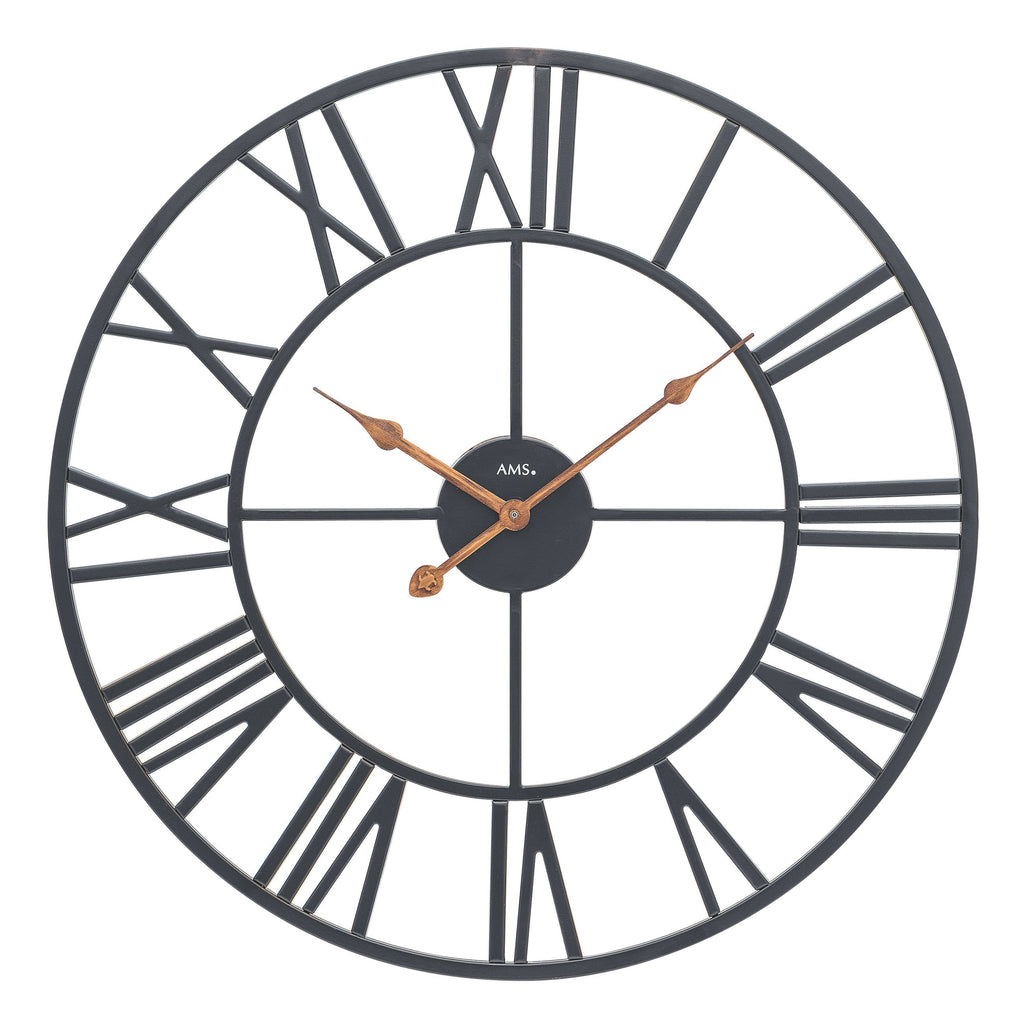 AMS W9685 Wanduhr mit Metallgehäuse und Metall-Zifferblatt