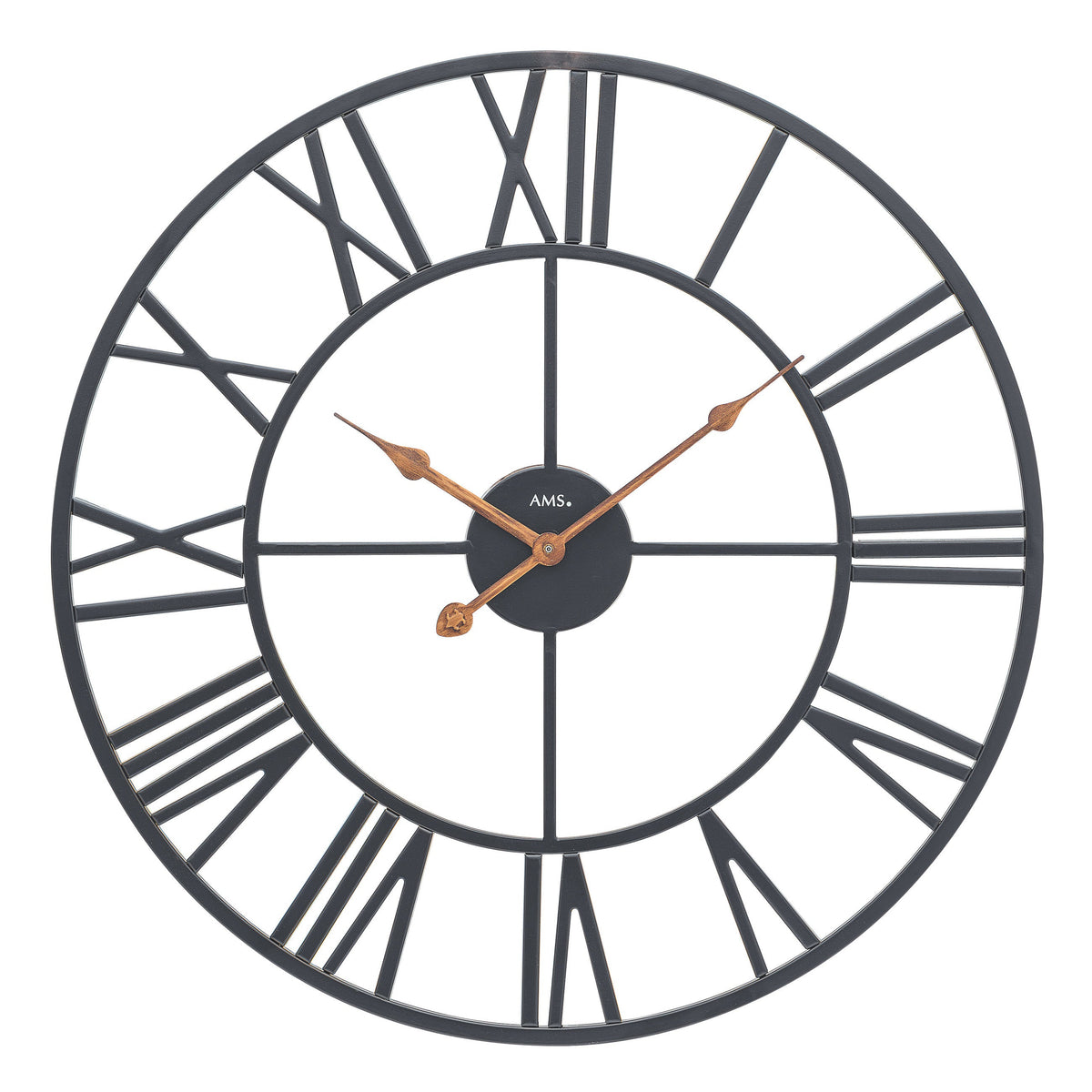 AMS W9685 Wanduhr mit Metallgehäuse und Metall-Zifferblatt