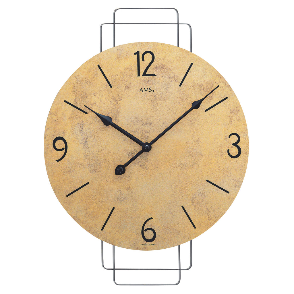 AMS W9689 Wanduhr mit Metall-Design und Messing Antik-Zifferblatt
