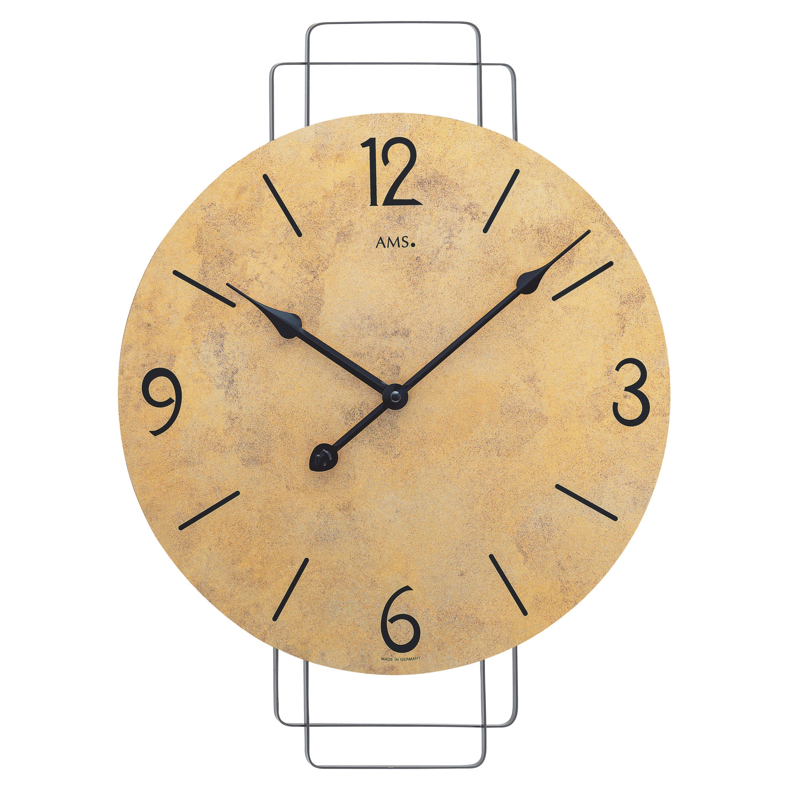 AMS W9689 Wanduhr mit Metall-Design und Messing Antik-Zifferblatt