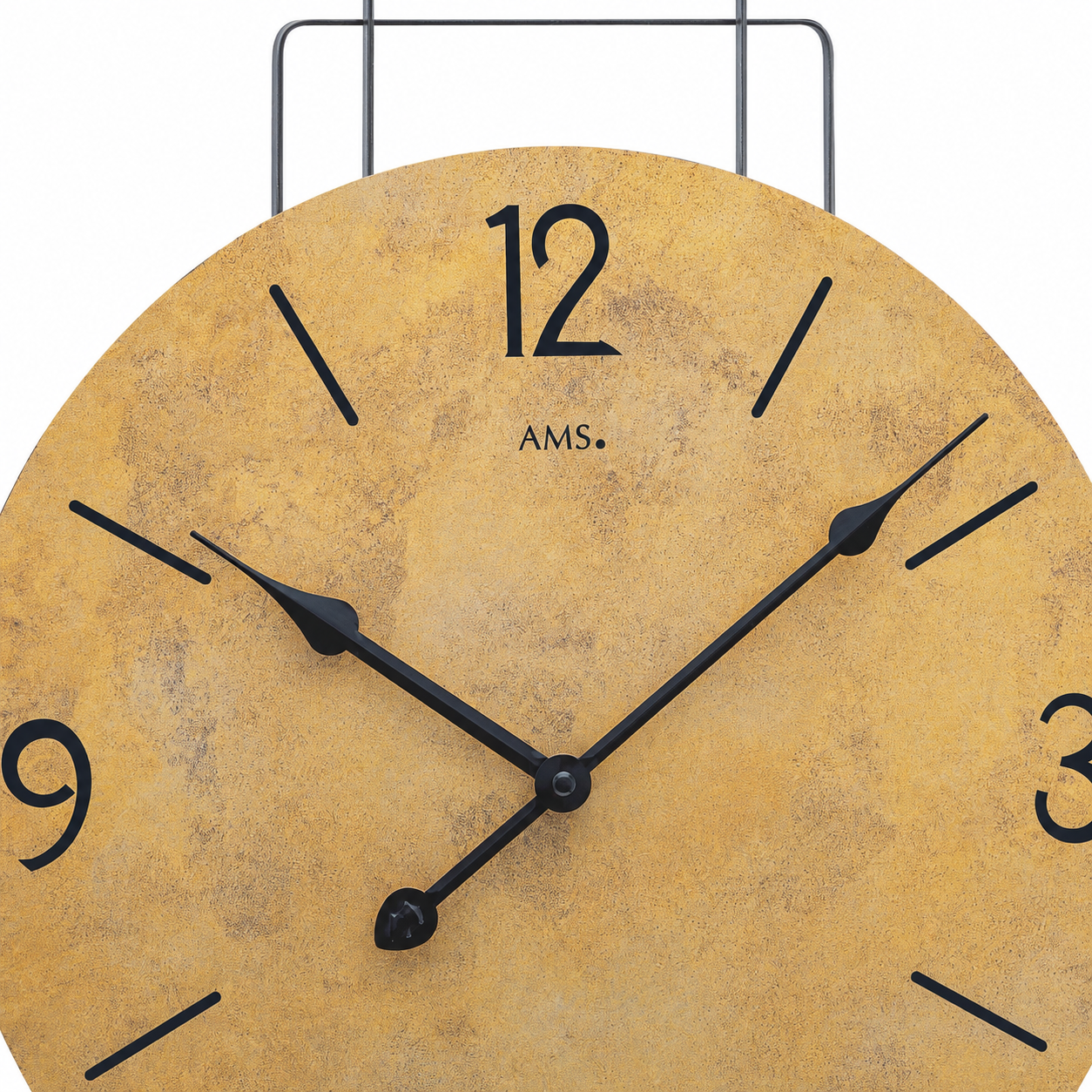 AMS W9689 Wall Clock with Metal Design and Antique Brass Dial