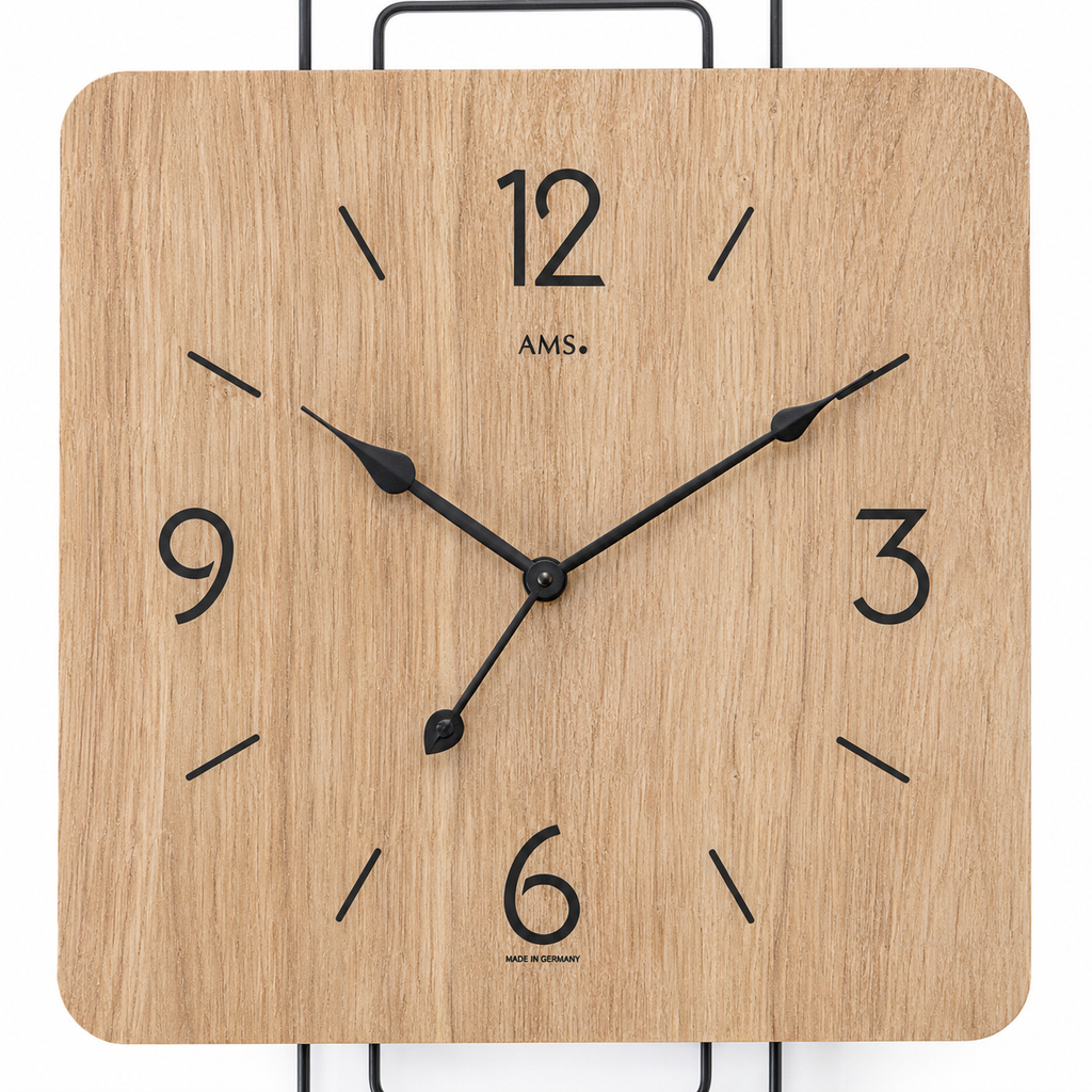 AMS W9692 Wall Clock with Metal Design and Sonoma Dial