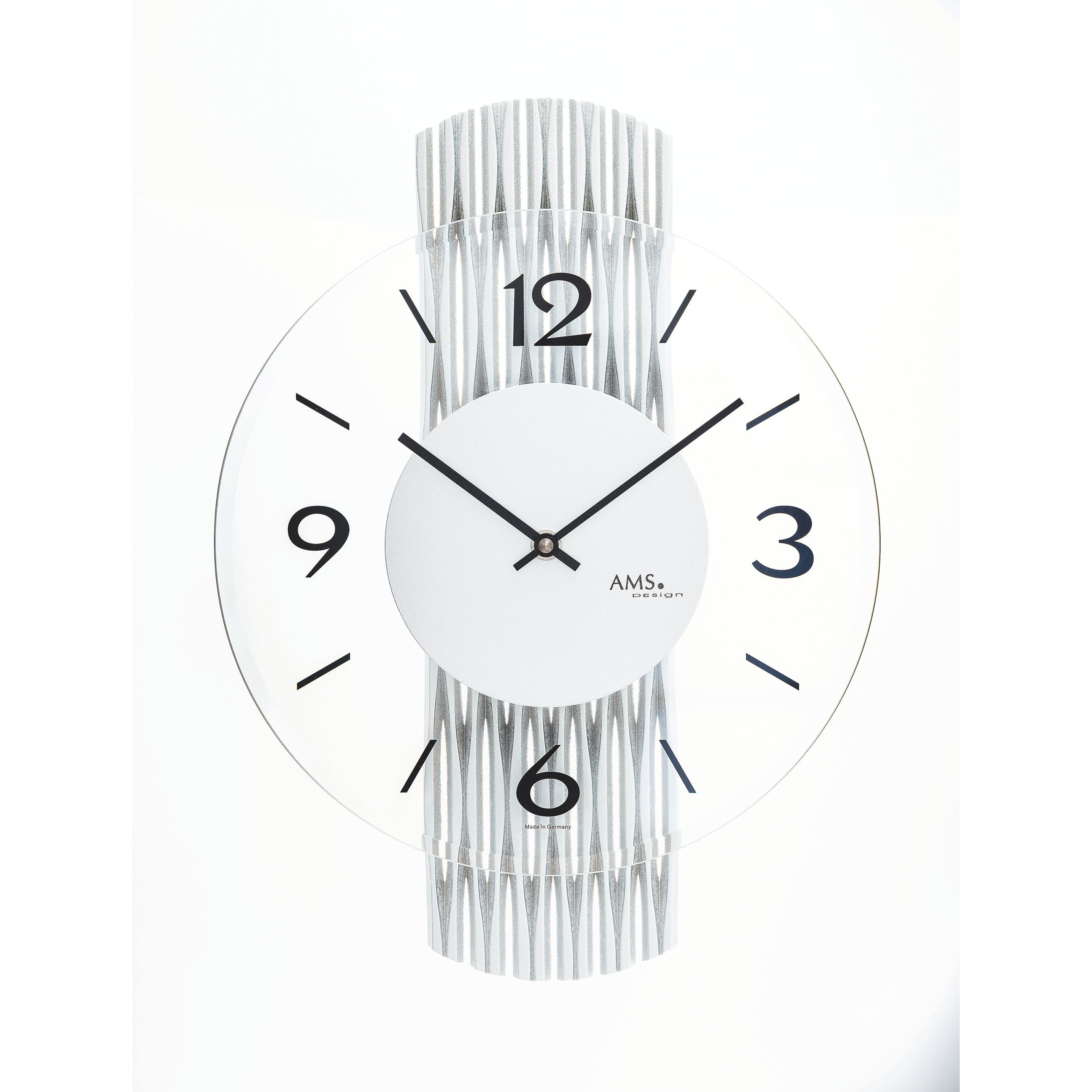 AMS W9694 Wanduhr mit feingefräster Rückwand in Silberoptik