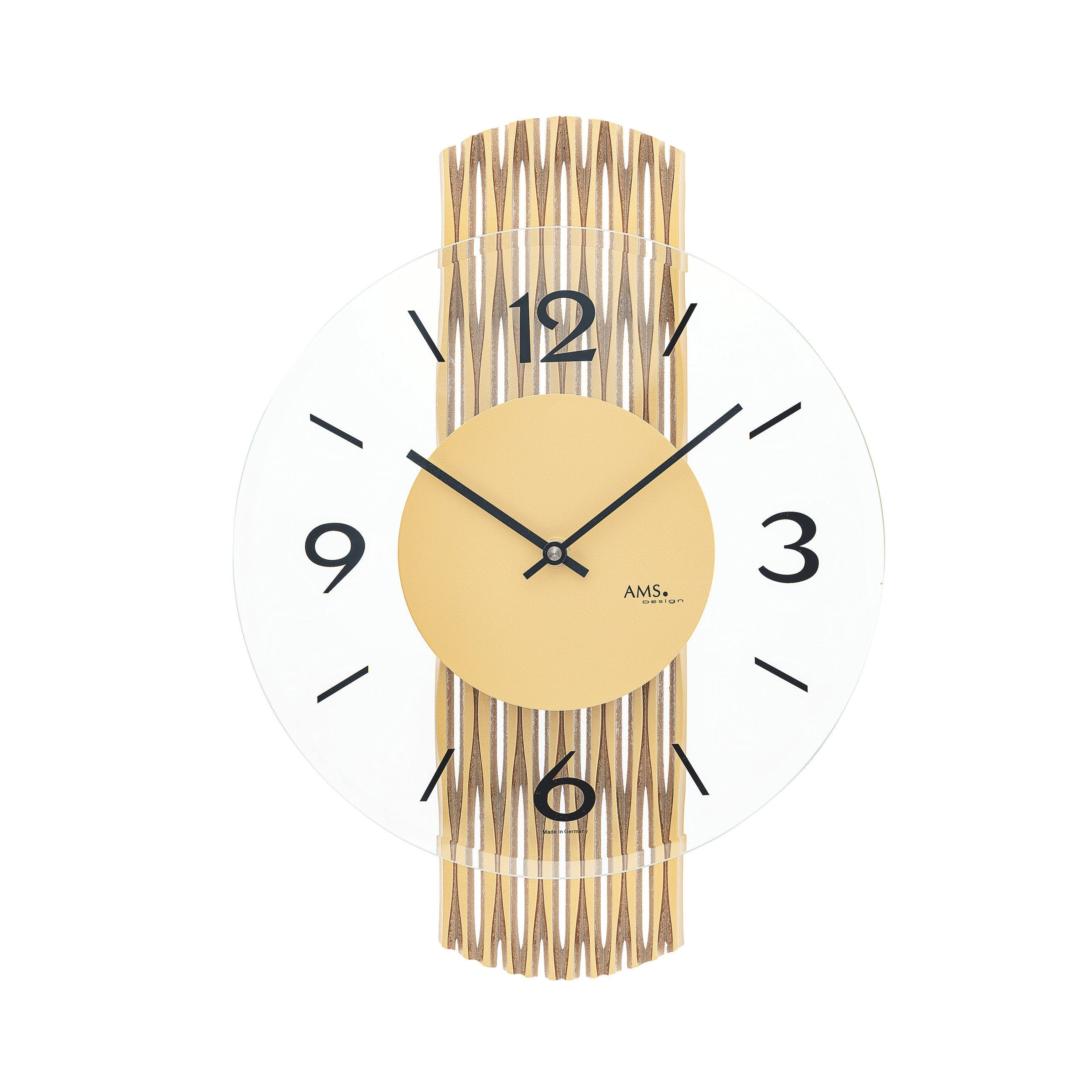 AMS W9695 Wanduhr mit feingefräster Rückwand in Messingoptik