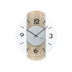 AMS W9706 Wanduhr mit Sonoma-Holzgehäuse und Aluminium-Auflagen