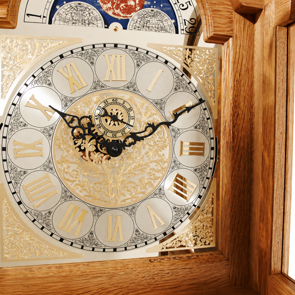 Astra Design AD210-03 Standuhr „Grafenhof“ aus massiver Eiche