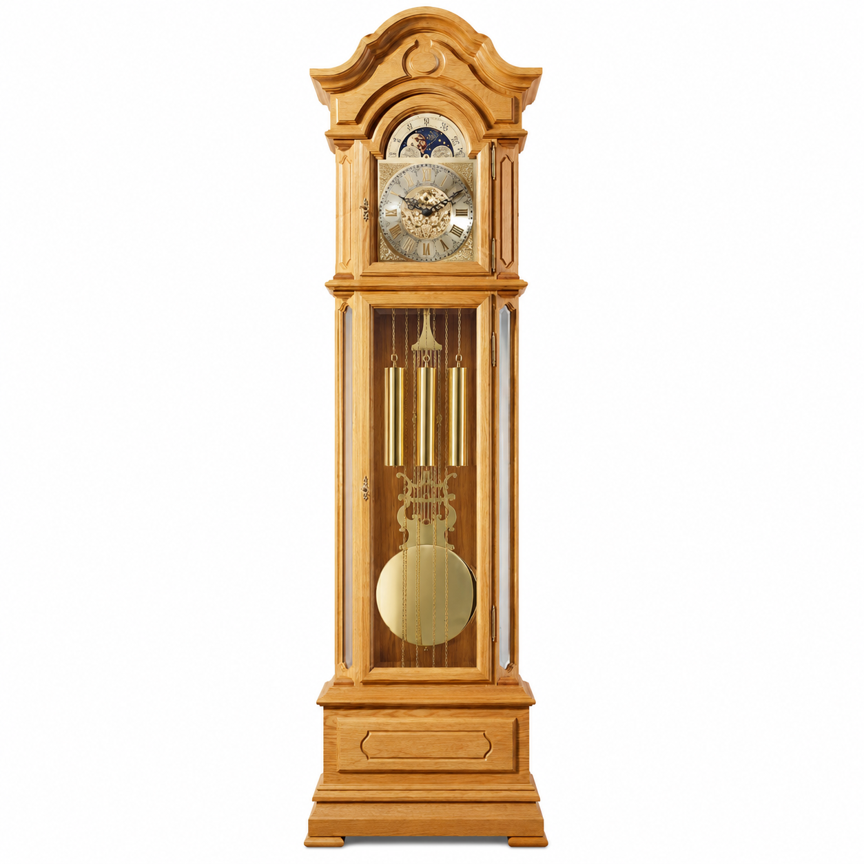 Astra Design AD210-07 Standuhr „Eichenkrone“ aus massiver Eiche