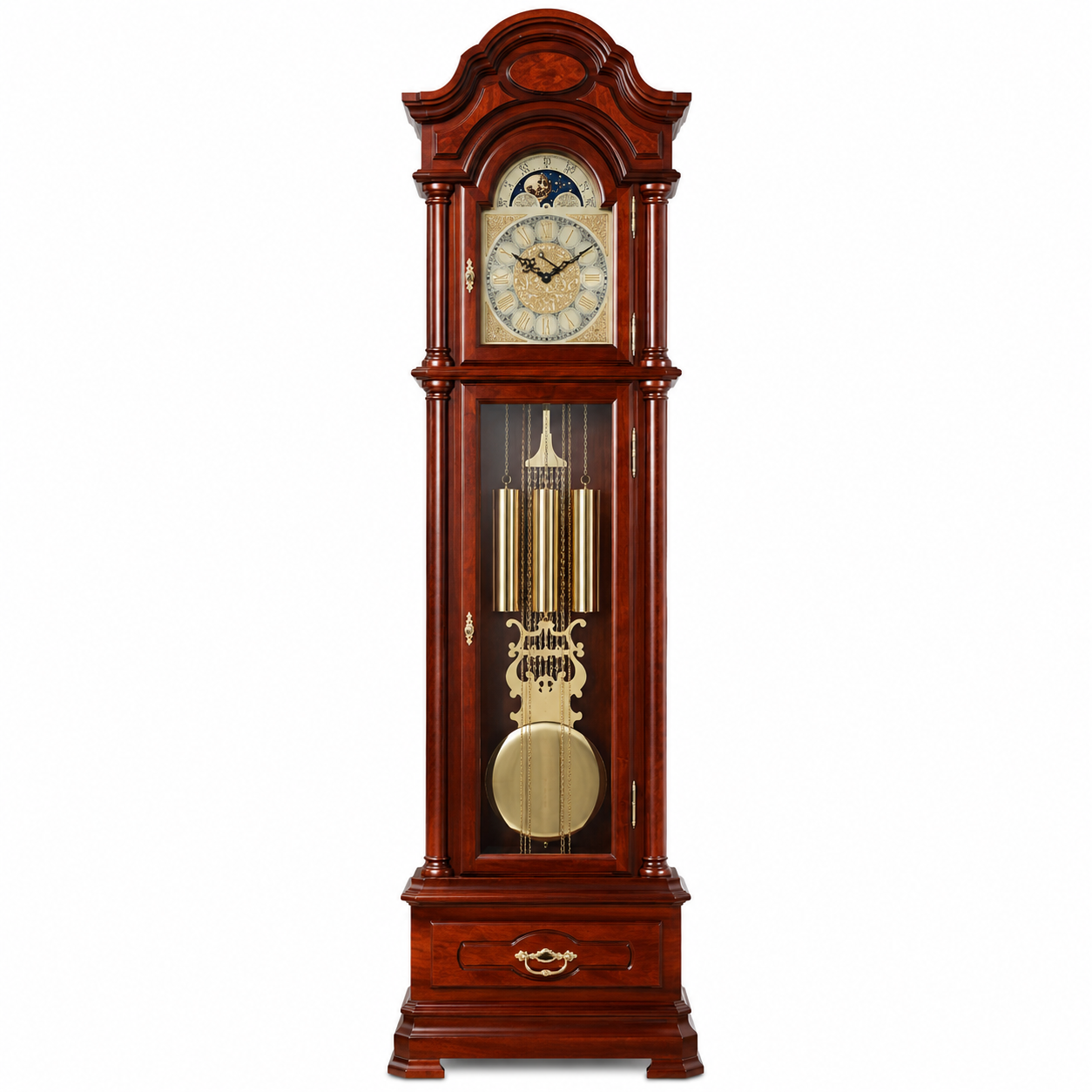 Astra Design AD210-09 Eckstanduhr „Rosenburg“ aus Nussbaum - wahlweise auch in Kirsche oder Eiche