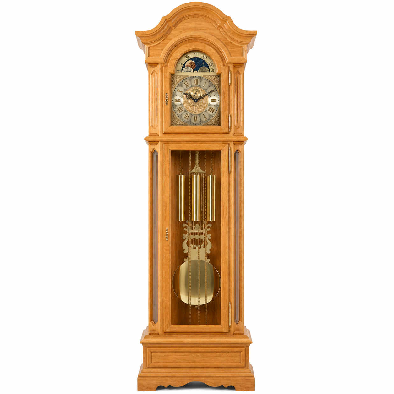 Astra Design AD210-10 Standuhr „Eichenpalais“ aus massiver Eiche - wahlweise auch in Nussbaum oder Kirsche