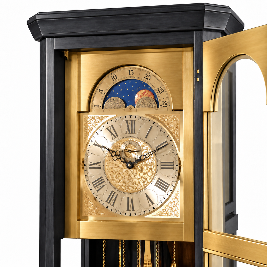 Astra Design AD210-04G Standuhr „Rheingold“ in zweifarben Lackierung aus massiver Eiche