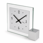 AMS T102 Table Clock with Wooden Base, Aluminum Dial, and Mineral Glass