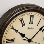 AMS F5977 Radio Wall Clock with Metal Case and Mineral Glass