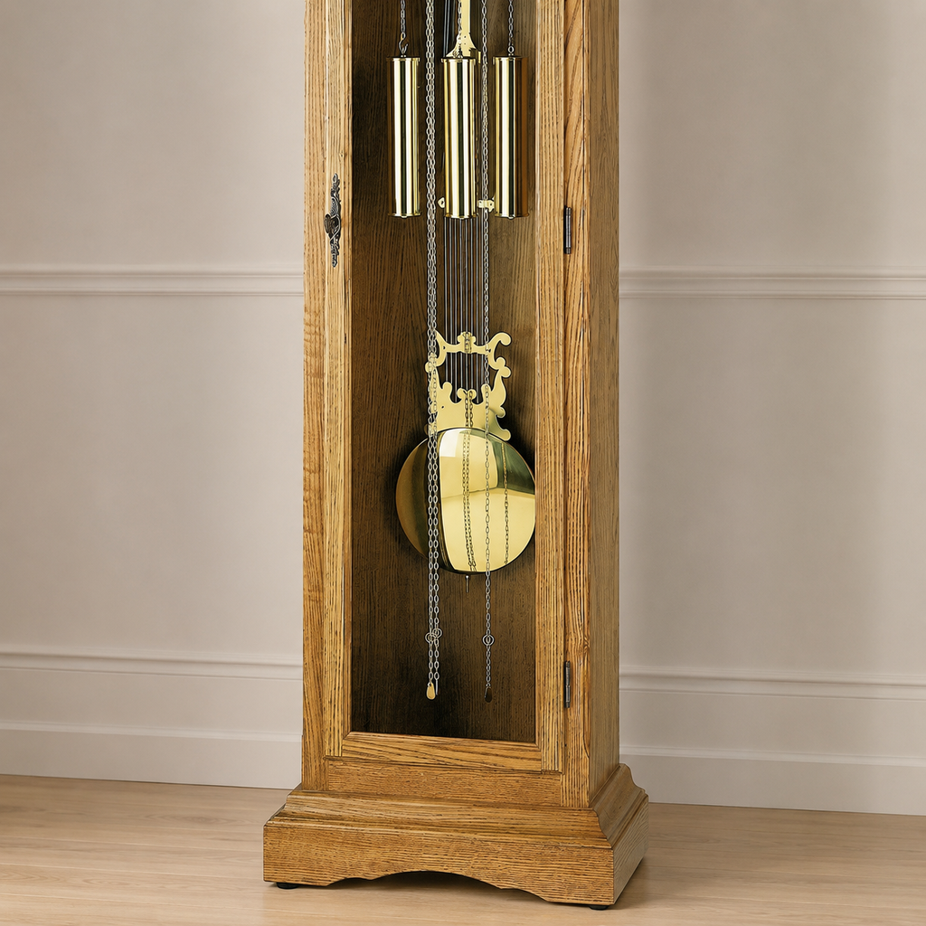 AMS S2021-4 Grandfather Clock with Oak Case and Mechanical Chain Movement