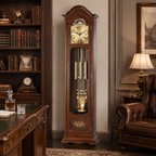 AMS S2022-1 Grandfather Clock with Solid Walnut Case and Inlays