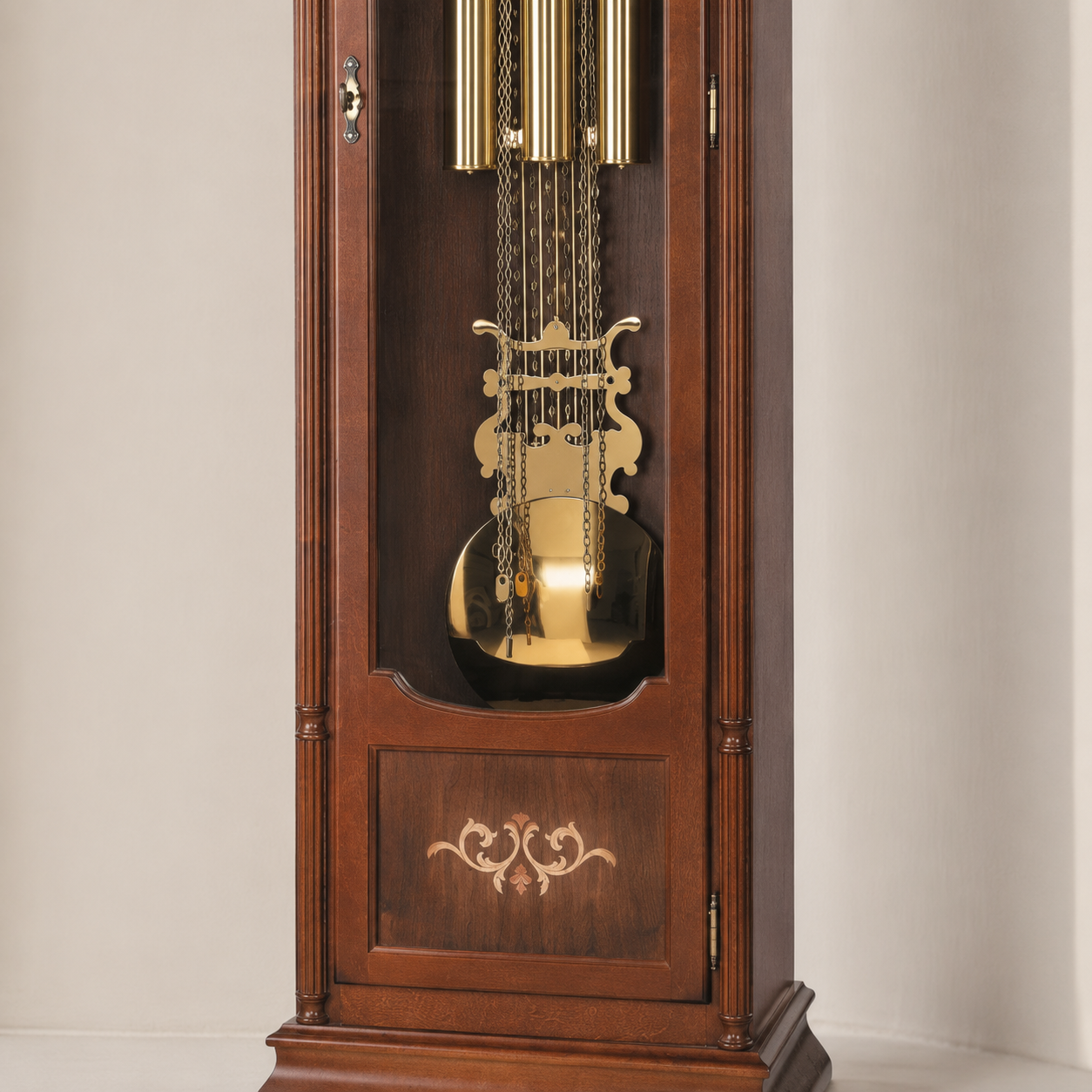 AMS S2022-1 Grandfather Clock with Solid Walnut Case and Inlays