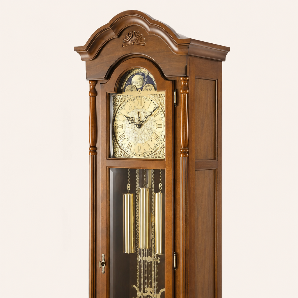 AMS S2011-1 Grandfather Clock with Solid Walnut Case and Mechanical Chain Movement