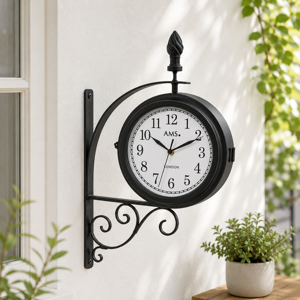 AMS W9433 Double-Sided and Revolving Outdoor Wall Clock