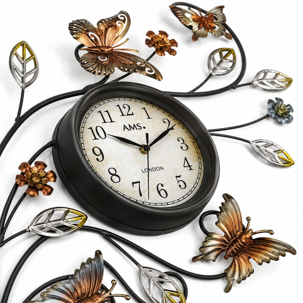 AMS W9446 Wall Clock with Weatherproof Metal Casing for Outdoor Use