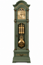Astra Design AD210-02MG Standuhr „Residenz“ in Grün matt aus massiver Eiche