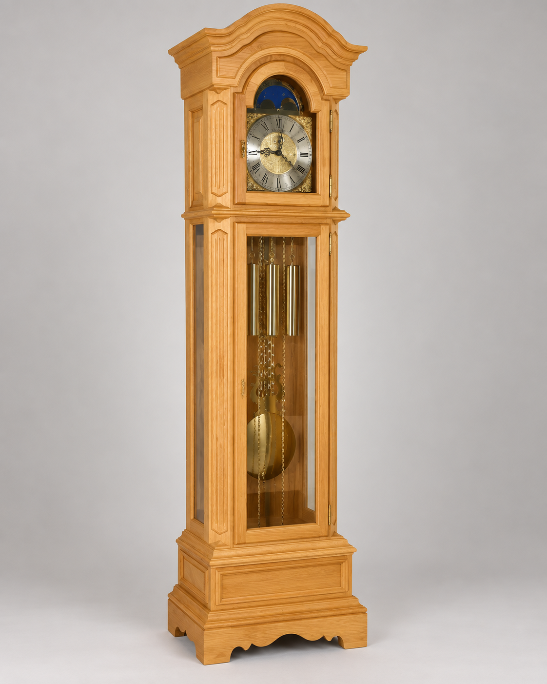 Astra Design AD210-10 Standuhr „Schlosspalais“ aus massiver Eiche - wahlweise auch in Nussbaum oder Kirsche