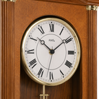 AMS F5014-9 Pendulum Radio Wall Clock with Cherry Wood Case and Chime