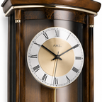 AMS F5080-1 Radio-Controlled Pendulum Wall Clock with Solid Walnut and Burr Wood Piano Finish
