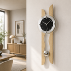 AMS F5238 Pendulum Radio Wall Clock with Maple Wood Case