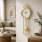AMS F5257 Radio-Controlled Pendulum Wall Clock with Lacquered Metal Rods