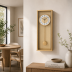 AMS F5281 Pendulum Radio Wall Clock with Aluminum Metal Case