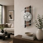 AMS F5519 Radio-Controlled Wall Clock with Fossil-Structured Aluminum Finish