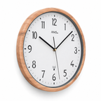 AMS F5576 Radio-Controlled Wall Clock with Wood-Look Plastic Casing