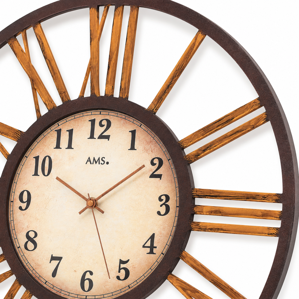 AMS F5577 Radio Wall Clock with Metal Casing and Mineral Glass
