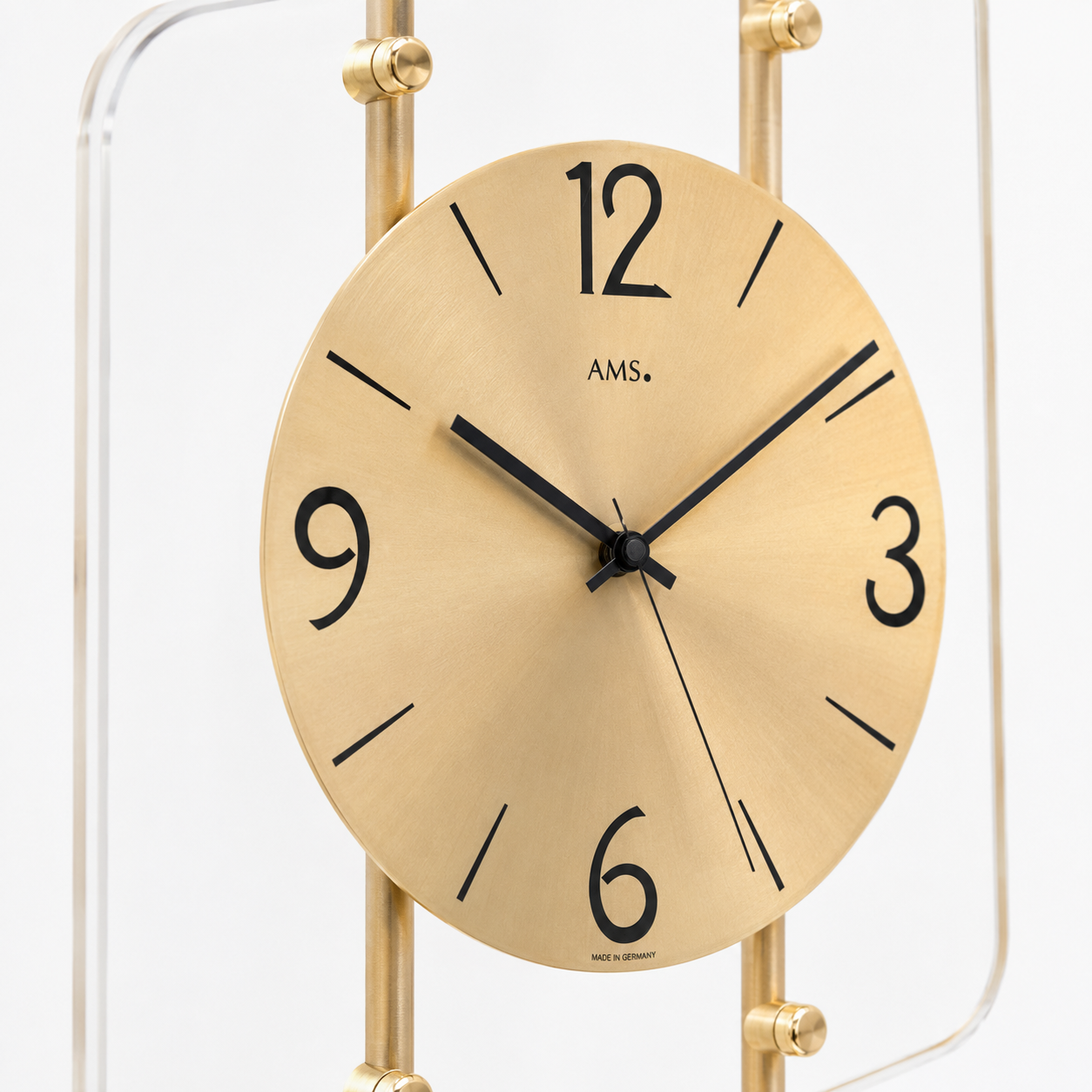 AMS F5583 Radio-Controlled Wall Clock with Brass-Plated Metal Bars