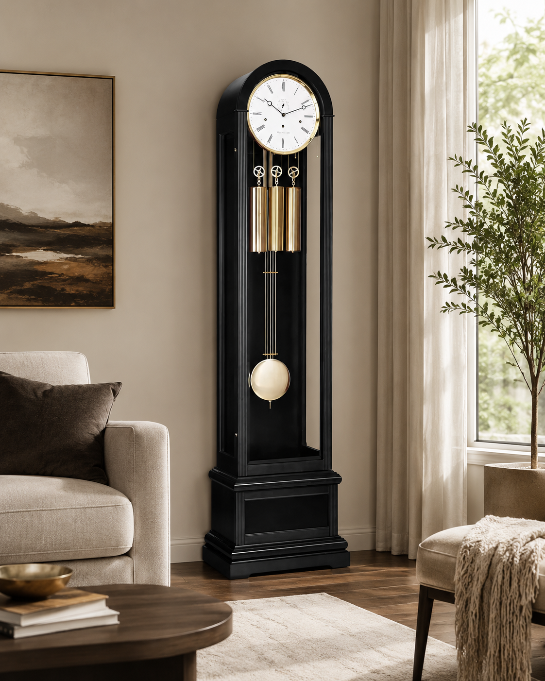 Hermle 01087-740461 Charlotte Floor Clock Black