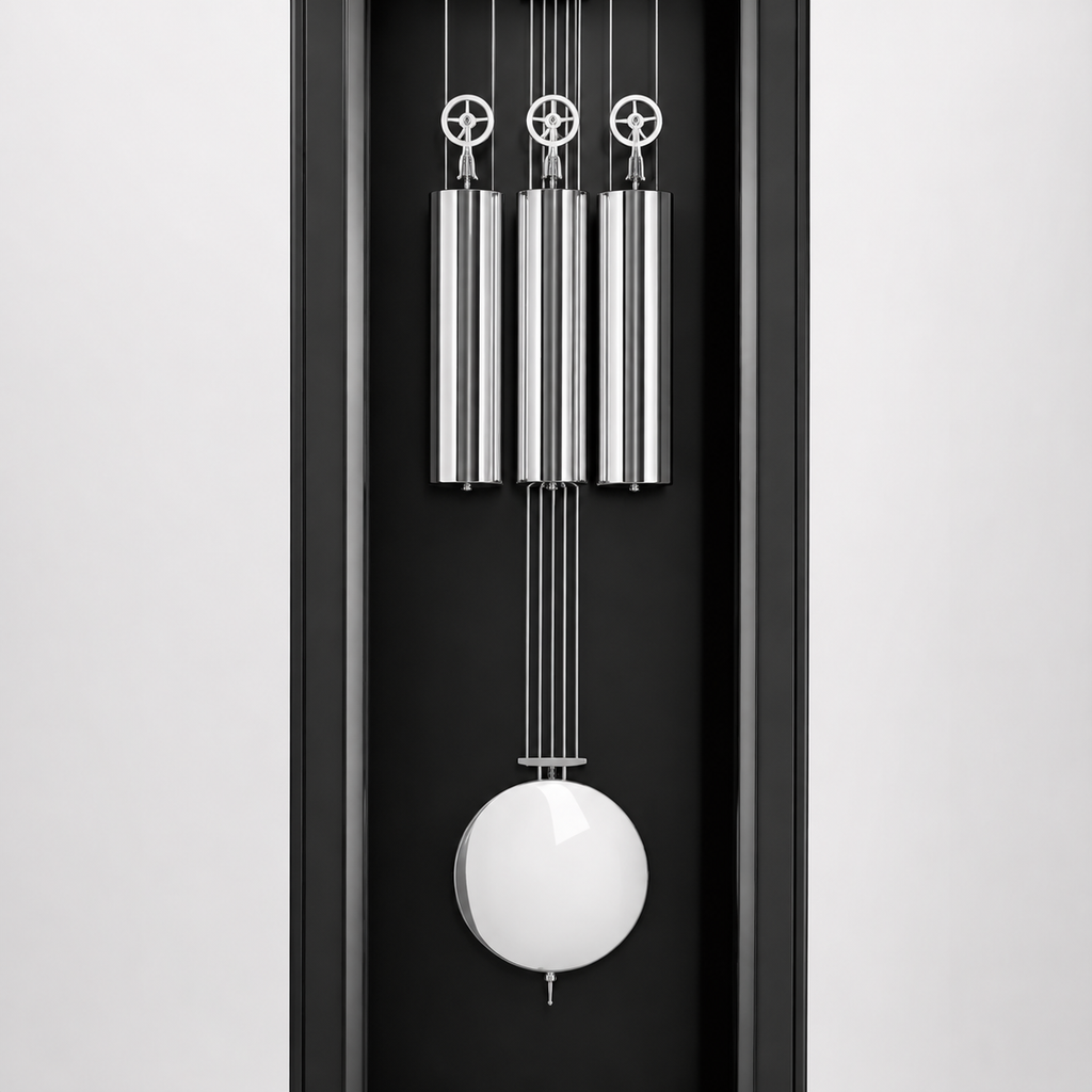 Hermle 01089-740461 Grandfather Clock Charlotte "Franz Hermle & Sohn" Black with Nickel Bezel