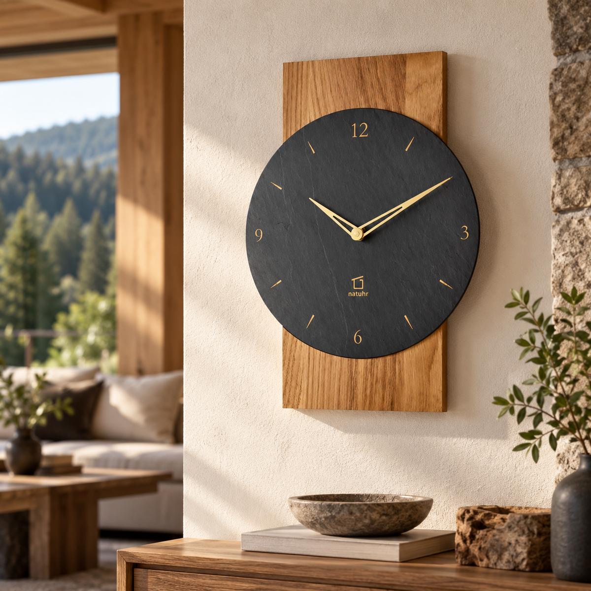 Natuhr wooden wall clock with clean contemporary design