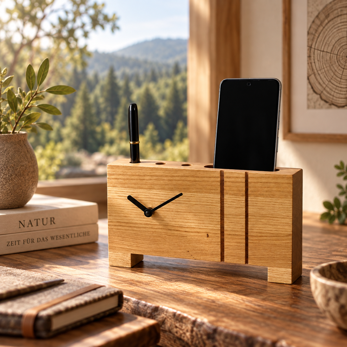 Natuhr wooden clock craftsmanship and precise timekeeping