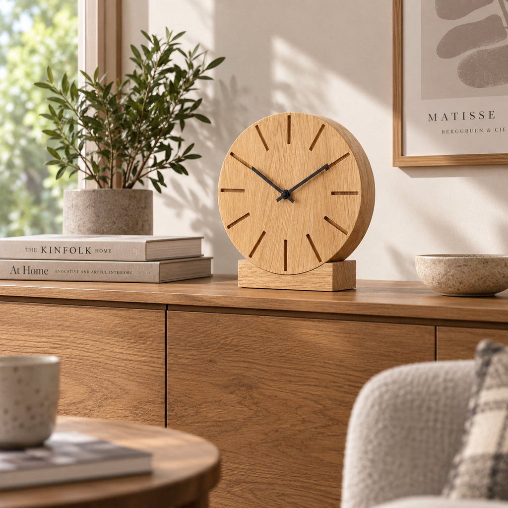 Natuhr F5401 Boom Wand- und Tischuhr aus Massivholz Eiche