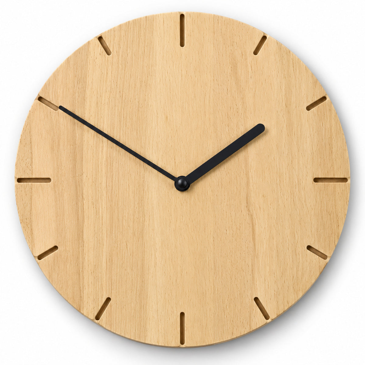 Natuhr W8002B Solide Quarzwanduhr aus Massivholz Buche