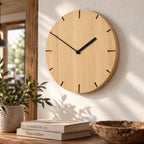 Natuhr W8002B Solide Quarzwanduhr aus Massivholz Buche