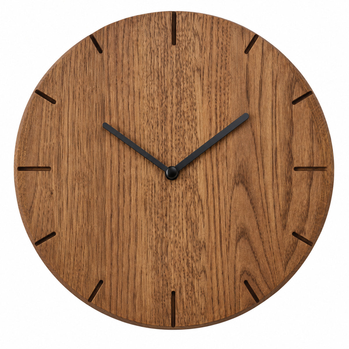 Natuhr W8002D Solide Quarzwanduhr aus dunkler Eiche