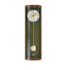 Standuhren.com 🕰️ AMS Funkwanduhr aus Nussbaum-Massivholz mit Wurzelholz-Finish, Pendel und Aluminium-Zifferblatt
