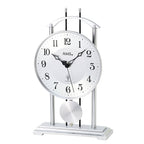 Standuhren.com 🕰️ AMS F5192 Funk-Tischuhr aus silber lackiertem Metall mit Aluminium-Zifferblatt und Pendel