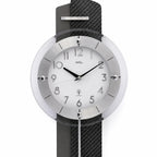 Standuhren.com 🕰️ AMS F5264 Funk-Pendelwanduhr mit Carbon-Optik, Holzrückwand und geschliffenem Aluminium-Zifferblatt