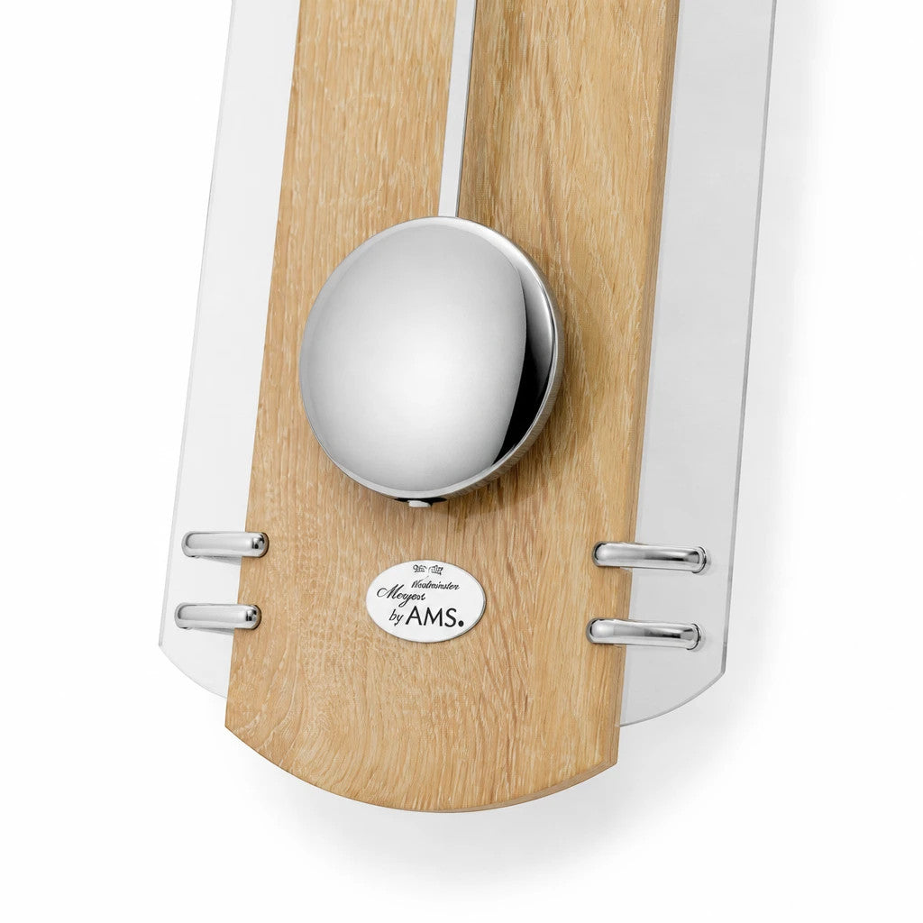 Standuhren.com 🕰️ AMS F5291 Pendel-Funkwanduhr mit Sonoma-Holzoptik und glänzendem Aluminium-Pendel