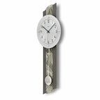 Standuhren.com 🕰️ AMS Funk-Pendelwanduhr in Anthrazit mit Natur-Baumblatteinlage, Swarovski-Kristallen und Aluminium-Zifferblatt